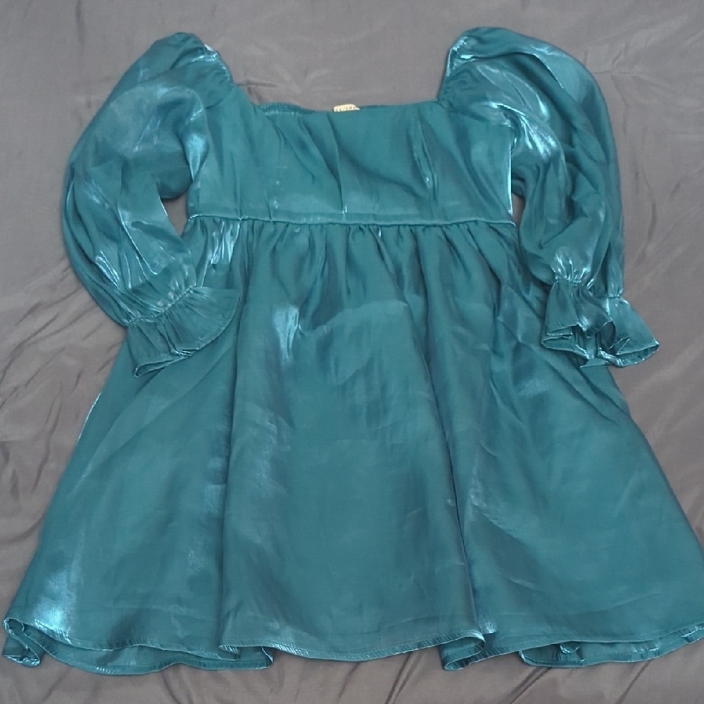 Elegant Teal Satin Dress